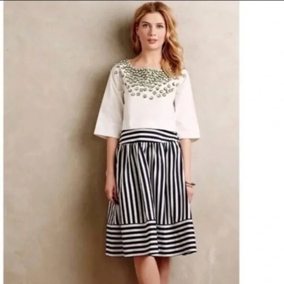 Anthropologie Maeve Striped High Waist Midi Skirt - Picture 3 of 12